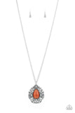 Bewitched Beam - Orange - Teardrop - Cat's Eye - Necklace - Paparazzi Accessories