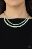 Parisian Princess - Green - Pearl - Iridescent Bead - Necklace - Paparazzi Accessories