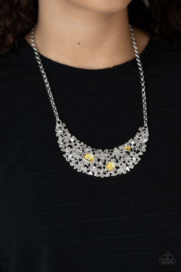 Fabulously Fragmented - Yellow - Necklace - Paparazzi Accessories