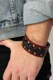 LACES Loaded - Brass - Brown Leather - Snap Bracelet - Paparazzi Accessories