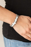 Pebble Paradise - Silver - White Stone - Snap Bracelet - Paparazzi Accessories