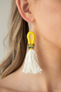 The Dustup - Yellow - Fringe - Earrings - Paparazzi Accessories