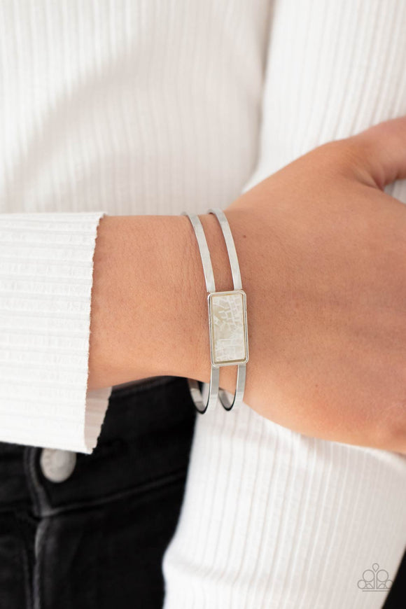 Remarkably Cute and Resolute - White - Cuff Bracelet - Paparazzi Accessories