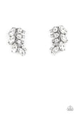 Flawless Fronds - White - Rhinestone - Stud Earrings - Paparazzi Accessories