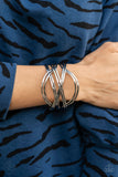 Hautely Hammered - Silver  - Cuff Bracelet - Fashion Fix Exclusive June 2021 - Paparazzi Accessories