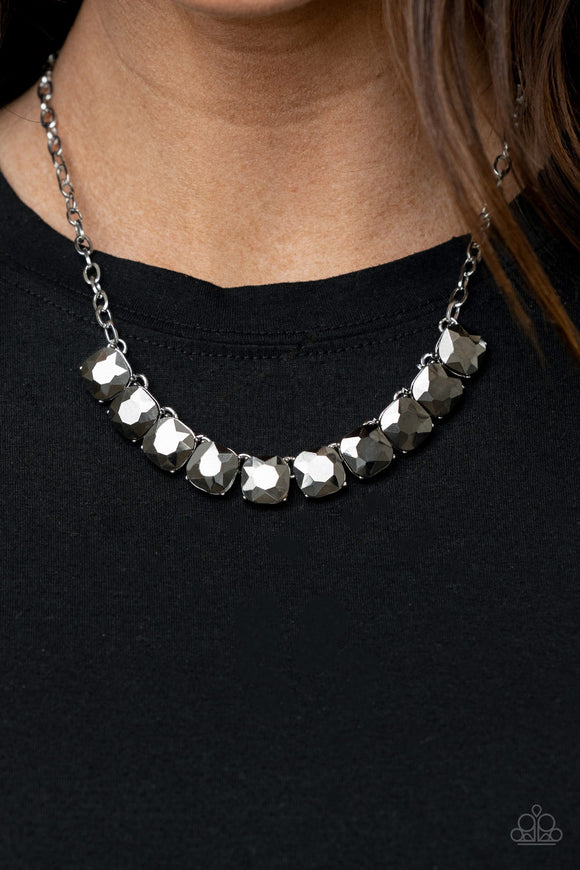 Radiance Squared - Silver - Hematite - Necklace - Paparazzi Accessories