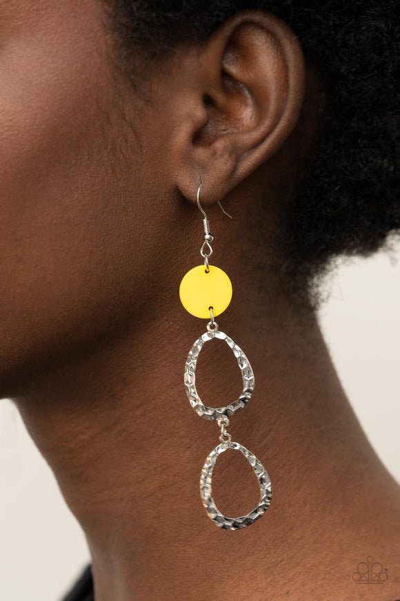 Surfside Shimmer - Yellow - Earrings - Paparazzi Accessories