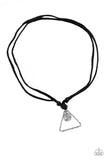 Terra Traverse - Black Leather - Hammered Tree - Urban Necklace - Paparazzi Accessories