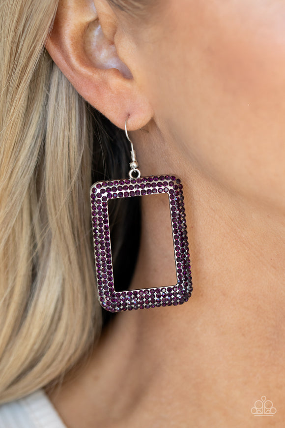 World FRAME-ous - Purple - Earrings - Paparazzi Accessories