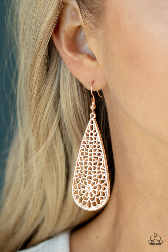 Posy Pasture - Rose Gold - Earrings - Paparazzi Accessories