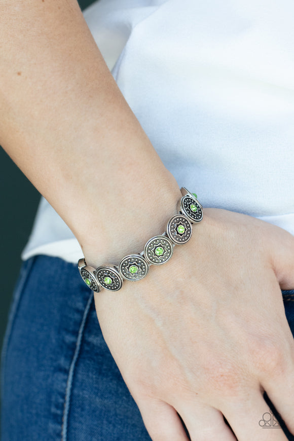 Colorfully Celestial - Green - Rhinestone - Stretch Bracelet - Paparazzi Accessories