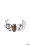 Solar Solstice - Brown - Tiger's Eye - Cuff Bracelet - 2021 Convention Exclusive - Paparazzi Accessories