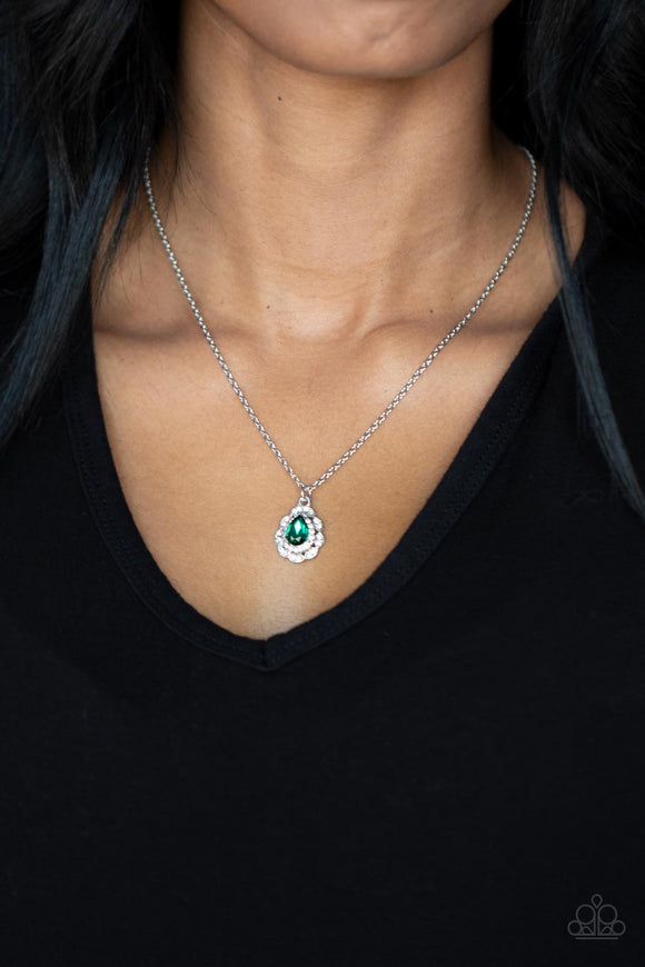 Vintage Validation - Green - Rhinestone - Necklace - Paparazzi Accessories
