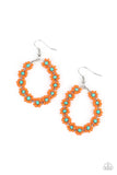 Festively Flower Child - Orange - Blue - Seed Bead - Earrings - Paparazzi Accessories