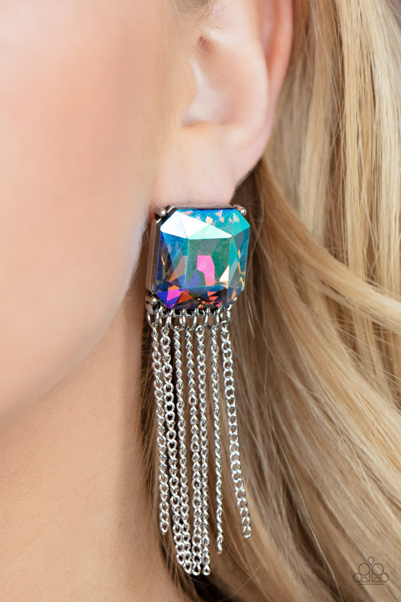 Supernova Novelty - Multi Colored - Oil Spill - Post - Earrings - Life Of The Party October 2021 -Paparazzi Accessories
