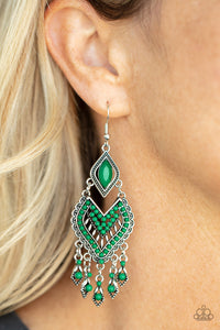 Dearly Debonair - Green- Earrings - 2021 Convention Exclusive - Paparazzi Accessories