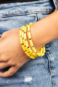 Radiantly Retro - Yellow - Stretch Bracelets - Paparazzi Accessories