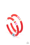 Colorfully Contagious - Red - Hoop Earrings - Paparazzi Accessories
