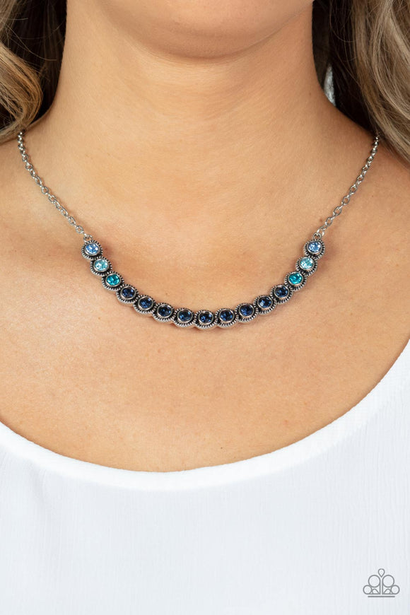Throwing SHADES - Blue - Rhinestone - Necklace - Paparazzi Accessories