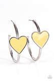 Kiss Up - Yellow - Heart - Hoop Earrings - Paparazzi Accessories
