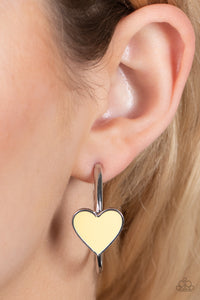 Kiss Up - Yellow - Heart - Hoop Earrings - Paparazzi Accessories