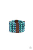 Island Soul - Blue - Wooden - Stretch Bracelet - Paparazzi Accessories