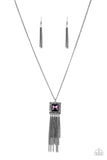 Shimmer Sensei - Purple Rhinestone - Black Gunmetal - Necklace - Paparazzi Accessories