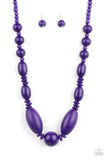 Summer Breezin - Purple - Wooden Necklace -  Paparazzi Accessories
