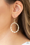 Glowing Grandeur - Gold - Pearl - Earrings - Paparazzi Accessories