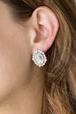 Hold Court - White - Rhinestone - Post - Stud Earrings - Paparazzi Accessories