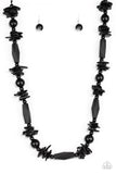 Cozumel Coast - Black - Wooden Necklace - Paparazzi Accessories