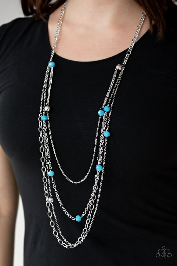 Glamour Grotto - Blue - Bead - Necklace - Paparazzi Accessories
