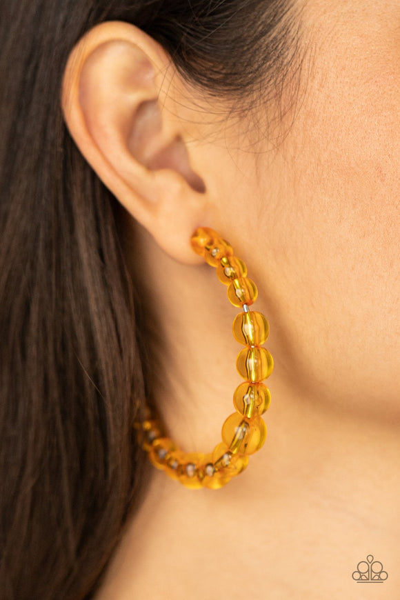 In The Clear - Orange - Bead - Hoop Earrings - Paparazzi Accessories