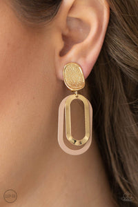 Melrose Mystery - Brown - Gold - Clip-On Earrings - Paparazzi Accessories