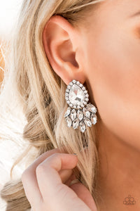 A Breath of Fresh HEIR - Silver - White Rhinestone - Post Earrings - Paparazzi Accessories