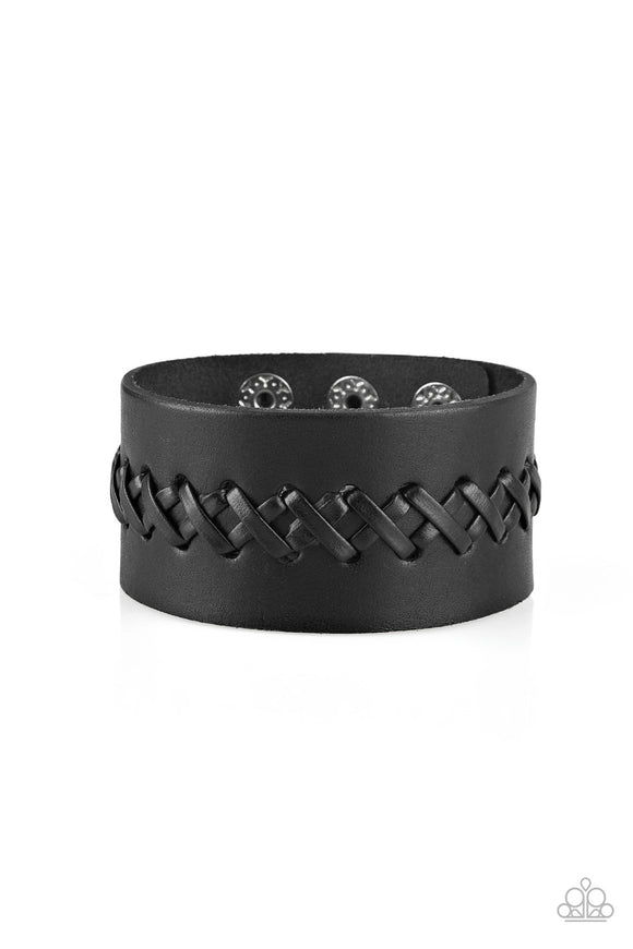 Be A Sport - Black - Leather - Snap Bracelet - Paparazzi Accessories