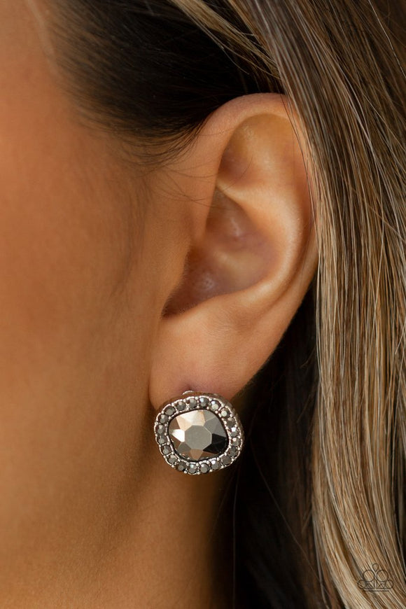 Bling Tastic! - Silver - Hematite - Post - Stud Earrings - Paparazzi Accessories