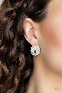 Brighten The Moment - White Rhinestone - Post Earrings - Paparazzi Accessories