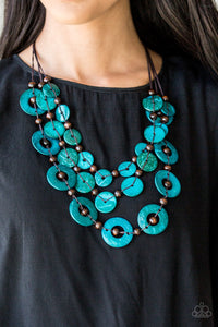 Catalina Coastin - Blue - Wooden - Necklace - Paparazzi Accessories