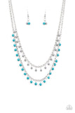 Dainty Distraction - Blue - Gray -  Beaded - Necklace - Paparazzi Accessories