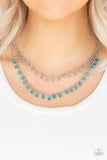 Dainty Distraction - Blue - Gray -  Beaded - Necklace - Paparazzi Accessories