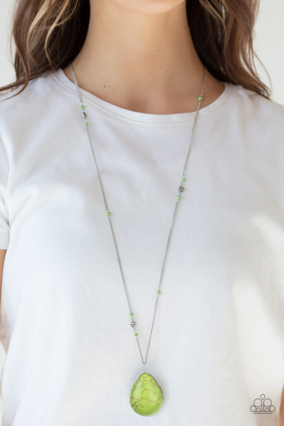Desert Meadow - Green - Stone - Necklace - Paparazzi Accessories