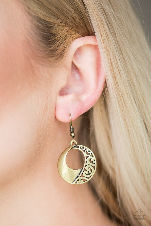 Eastside Excursionist - Brass - Filigree - Earrings - Paparazzi Accessories