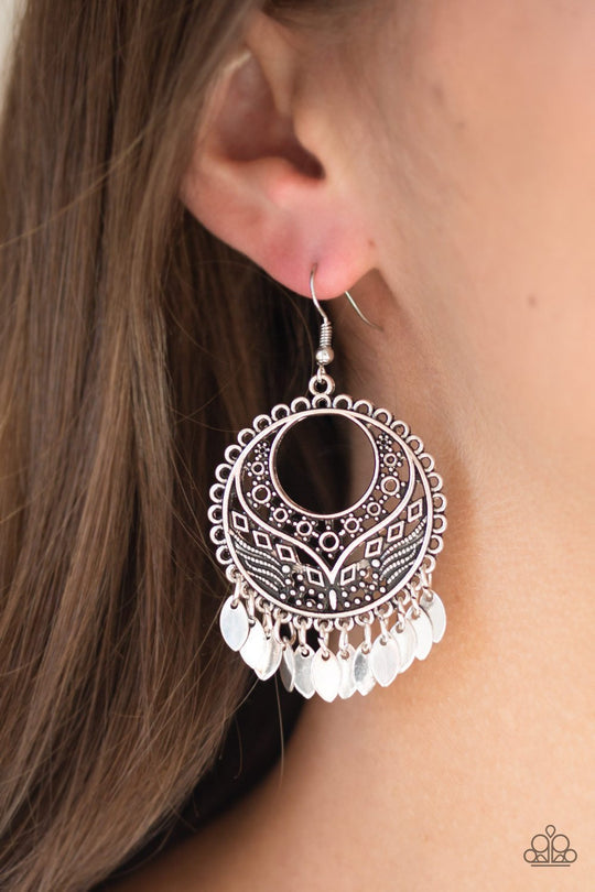 Far Off Horizons - Silver - Earrings - Paparazzi Accessories