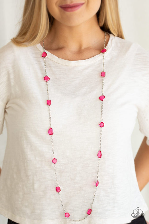 Glassy Glamorous - Pink - Necklace - Paparazzi Accessories