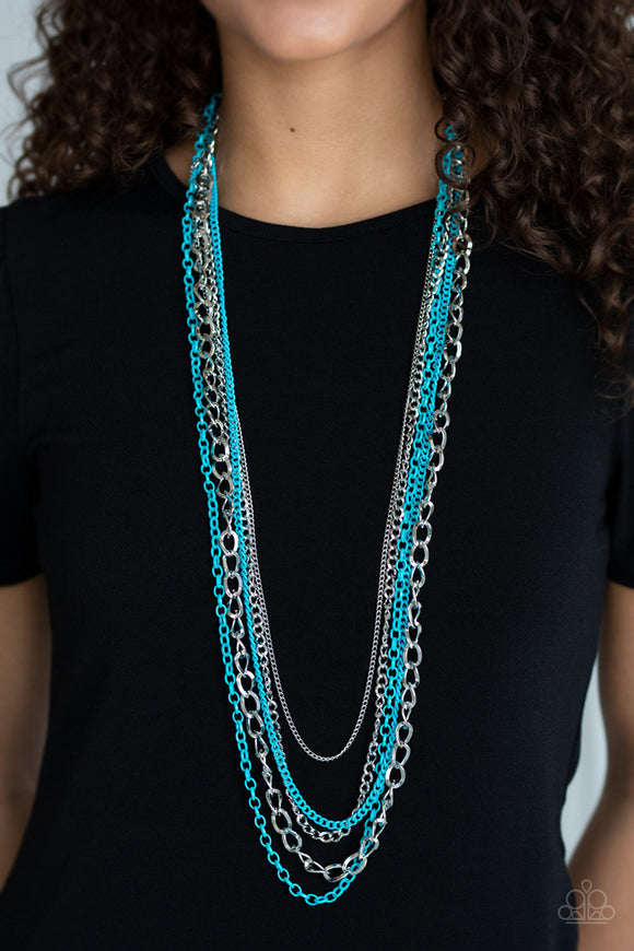 Industrial Vibrance - Blue - Chain - Necklace - Paparazzi Accessories
