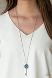 Key Keepsake - Blue - Hematite - Key - Necklace - Paparazzi Accessories