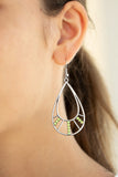 Line Crossing Sparkle - Green - Teardrop - Earrings - Paparazzi Accessories