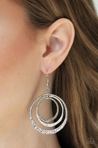Metallic Ruffle - Silver - Hammered - Earrings - Paparazzi Accessories