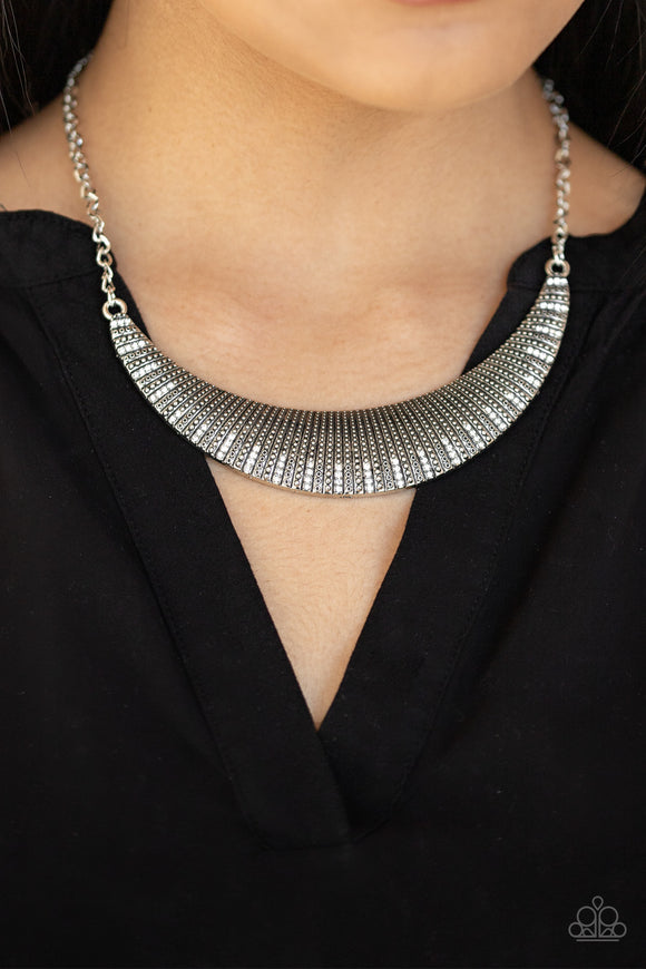 Modern Day Moonshine - White Rhinestone - Silver Necklace - Paparazzi Accessories